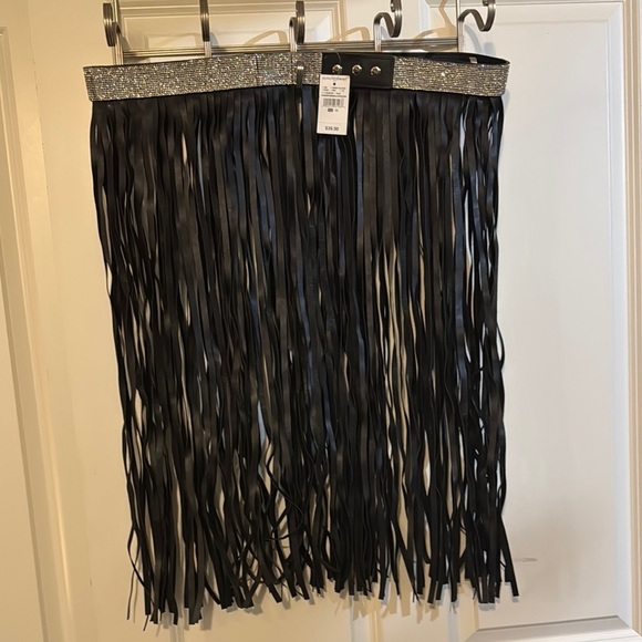 Ashley Stewart Black Fringe Belt - Picture 1 of 5